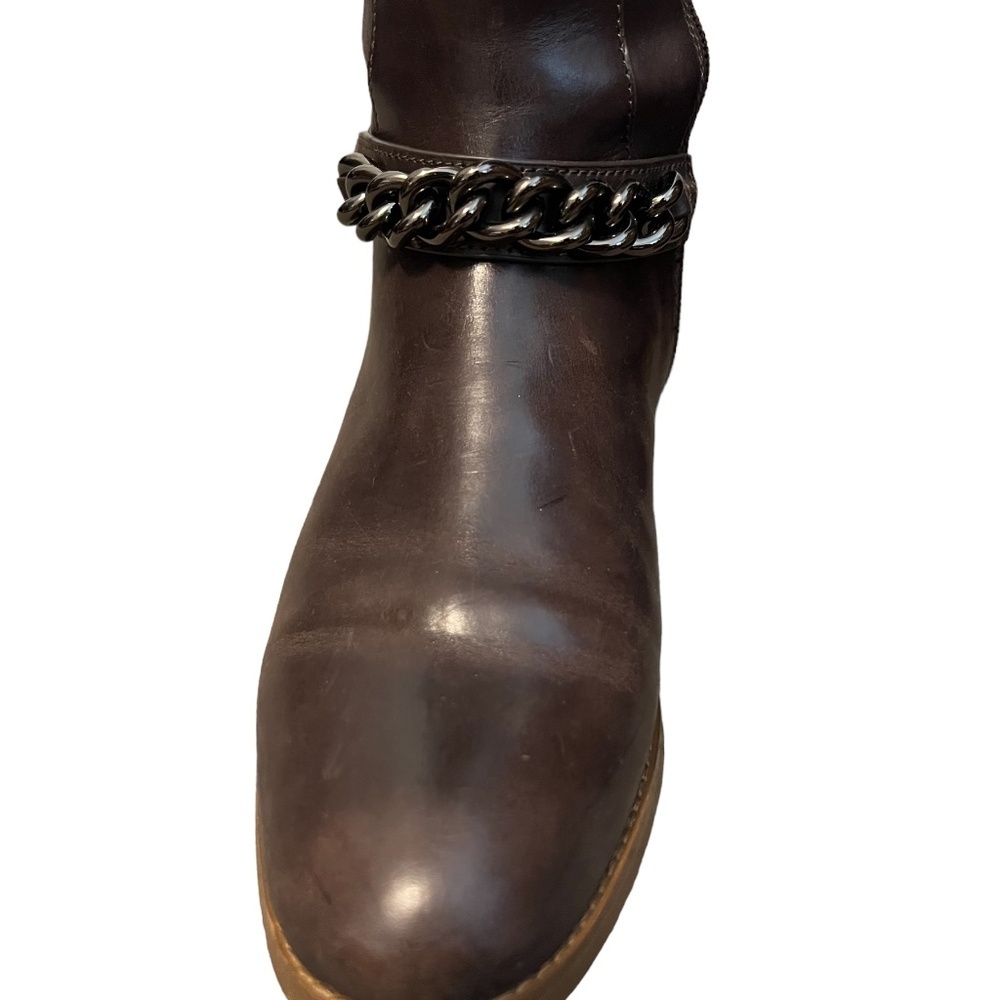 Coach Mabel Leather Western Chain Riding Boots in color Dark Smoke Size 7.5B - Picture 4 of 14